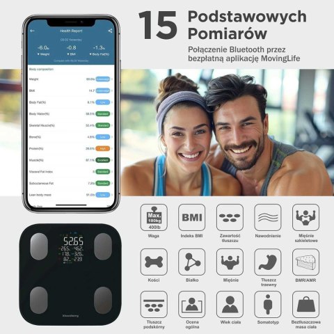 ANALITYCZNA WAGA ŁAZIENKOWA SMART IOS ANDROID  KB-7854 