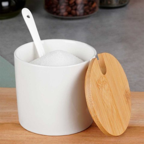 CUKIERNICA CUKIERNICZKA CERAMICZNA Z ŁYŻECZKĄ BIAŁA 139682 VILDE CUKIERNICA CUKIERNICZKA CERAMICZNA Z ŁYŻECZKĄ BIAŁA 139682 VILDE