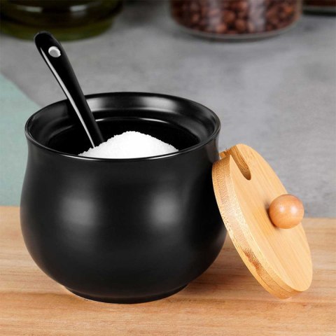 CUKIERNICA CUKIERNICZKA CERAMICZNA Z ŁYŻECZKĄ CZARNA 139683 VILDE CUKIERNICA CUKIERNICZKA CERAMICZNA Z ŁYŻECZKĄ CZARNA 139683 VILDE