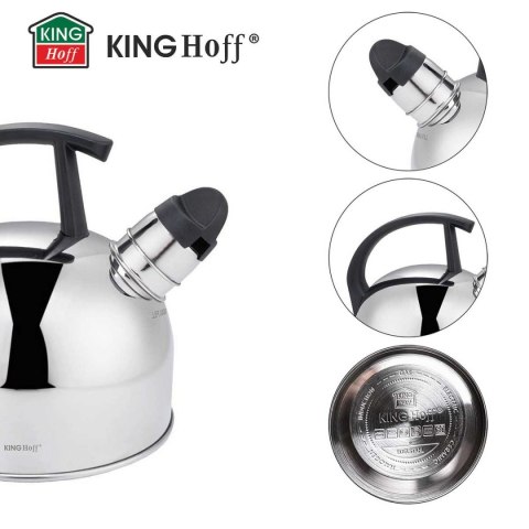 CZAJNIK 1,5L Z GWIZDKIEM KINGHOFF KH-1896 SREBRNY KINGHOFF
