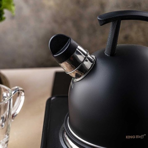 CZAJNIK 1,5L Z GWIZDKIEM KINGHOFF KH-1897 CZARNY MAT KINGHOFF