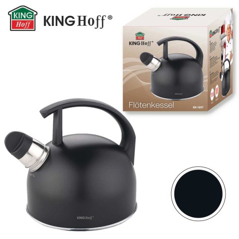 CZAJNIK 1,5L Z GWIZDKIEM KINGHOFF KH-1897 CZARNY MAT KINGHOFF