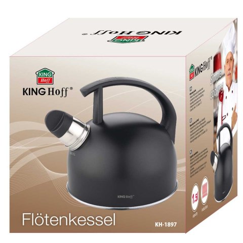 CZAJNIK 1,5L Z GWIZDKIEM KINGHOFF KH-1897 CZARNY MAT KINGHOFF