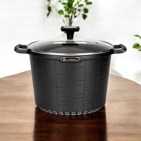 GARNEK GRANITOWY Z POKRYWĄ 24cm 6,5L E-7032 ELITEHOFF