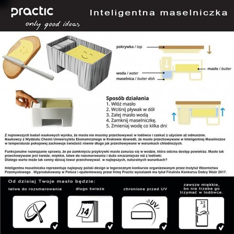 INTELIGENTNA MASELNICZKA WODNA Z NOŻYKIEM SZARA PRACTIC INTELIGENTNA MASELNICZKA WODNA Z NOŻYKIEM SZARA PRACTIC