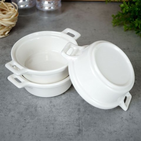KOKILKI MISECZKI PORCELANOWE DO ZAPIEKANIA 3 szt. OKRĄGŁE EXCELLENT HOUSWARE