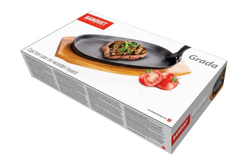 TALERZ PÓŁMISEK PATELNIA ŻELIWNA Z DESKĄ BANQUET GRADA BANQUET TALERZ PÓŁMISEK PATELNIA ŻELIWNA Z DESKĄ BANQUET GRADA BANQUET