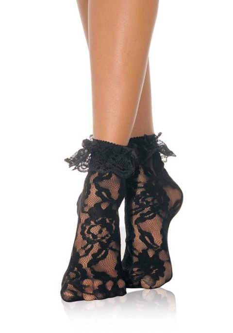 Bielizna-LACE ANKLET WITH RUFFLE BLACK OS Bielizna-LACE ANKLET WITH RUFFLE BLACK OS