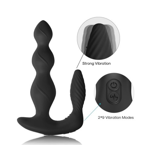 Korek analny z masażerem łechtaczki 9 trybów 17 cm Korek analny z masażerem łechtaczki 9 trybów 17 cm