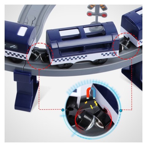 WOOPIE Kolejka Elektryczna Tor Samochodowy Komisariat Policji Helikopter Auta 92 el.