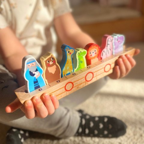 Tooky Toy Drewniana Układanka Łamigłówki dla Dzieci Noe i Zwierzęta