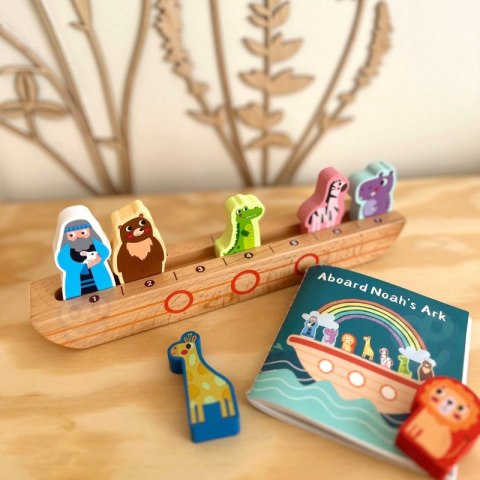 Tooky Toy Drewniana Układanka Łamigłówki dla Dzieci Noe i Zwierzęta