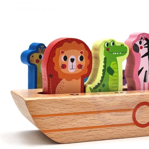 Tooky Toy Drewniana Układanka Łamigłówki dla Dzieci Noe i Zwierzęta