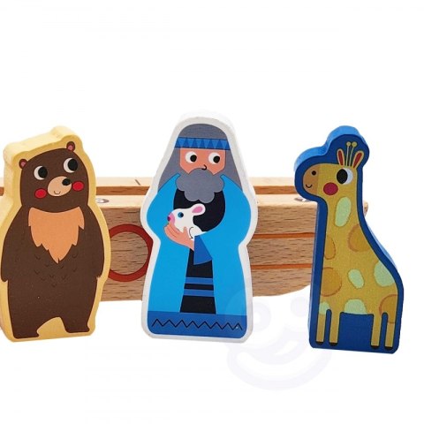 Tooky Toy Drewniana Układanka Łamigłówki dla Dzieci Noe i Zwierzęta