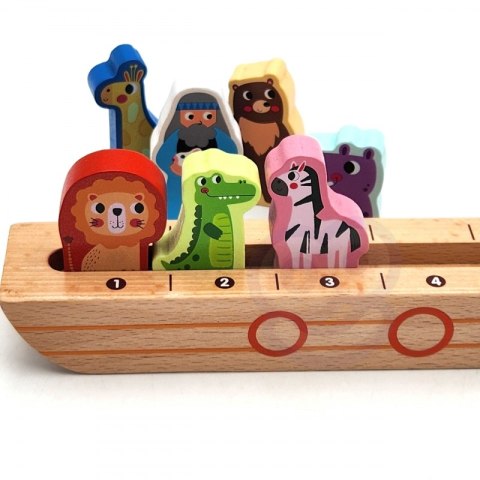Tooky Toy Drewniana Układanka Łamigłówki dla Dzieci Noe i Zwierzęta
