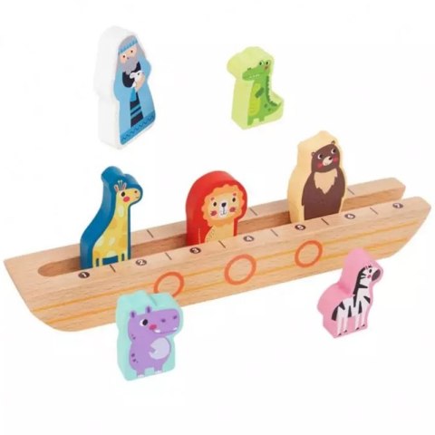 Tooky Toy Drewniana Układanka Łamigłówki dla Dzieci Noe i Zwierzęta