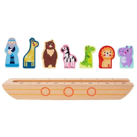 Tooky Toy Drewniana Układanka Łamigłówki dla Dzieci Noe i Zwierzęta