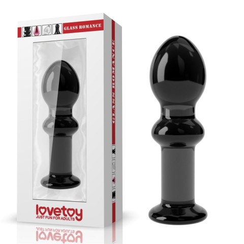 Czarny szklany korek analny opływową główką 11,5cm Czarny szklany korek analny opływową główką 11,5cm
