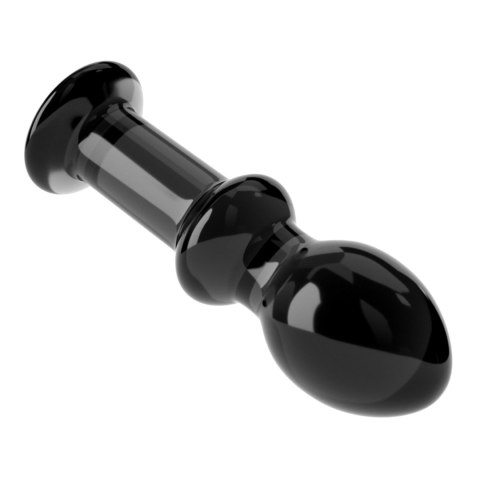 Czarny szklany korek analny opływową główką 11,5cm Czarny szklany korek analny opływową główką 11,5cm