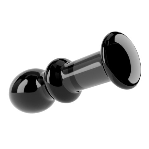 Czarny szklany korek analny opływową główką 11,5cm Czarny szklany korek analny opływową główką 11,5cm