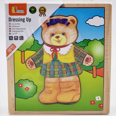 VIGA Drewniana Układanka Logiczna Puzzle Ubierz Misia Dziewczynkę VIGA Drewniana Układanka Logiczna Puzzle Ubierz Misia Dziewczynkę