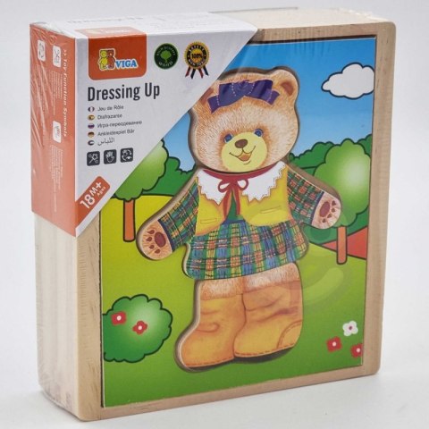 VIGA Drewniana Układanka Logiczna Puzzle Ubierz Misia Dziewczynkę VIGA Drewniana Układanka Logiczna Puzzle Ubierz Misia Dziewczynkę