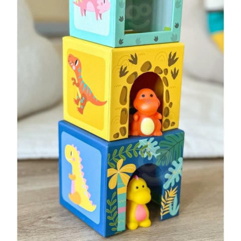 TOOKY TOY Drewniane Klocki Układanka Edukacyjna + 6 Figurek do zabawy 12 el.