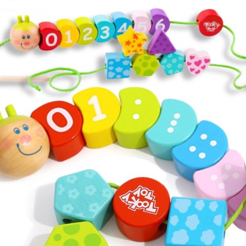 TOOKY TOY Drewniane Klocki do Nawlekania Gąsienica Nauka Liczenia 20 el. TOOKY TOY Drewniane Klocki do Nawlekania Gąsienica Nauka Liczenia 20 el.