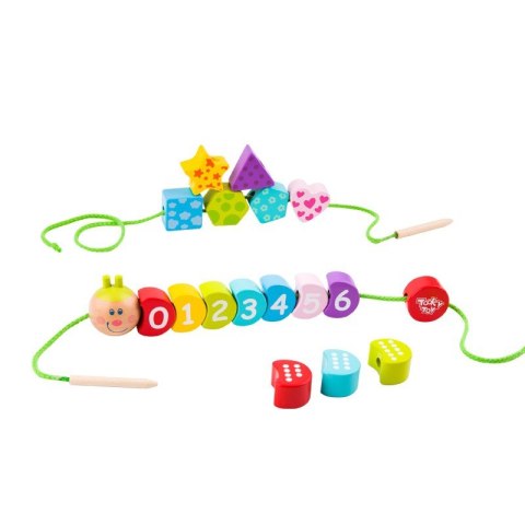 TOOKY TOY Drewniane Klocki do Nawlekania Gąsienica Nauka Liczenia 20 el. TOOKY TOY Drewniane Klocki do Nawlekania Gąsienica Nauka Liczenia 20 el.