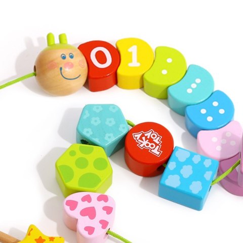 TOOKY TOY Drewniane Klocki do Nawlekania Gąsienica Nauka Liczenia 20 el. TOOKY TOY Drewniane Klocki do Nawlekania Gąsienica Nauka Liczenia 20 el.