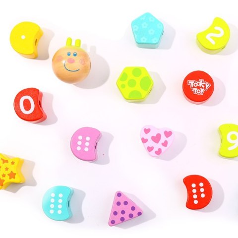 TOOKY TOY Drewniane Klocki do Nawlekania Gąsienica Nauka Liczenia 20 el. TOOKY TOY Drewniane Klocki do Nawlekania Gąsienica Nauka Liczenia 20 el.