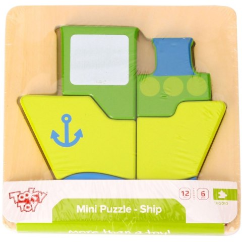 TOOKY TOY Puzzle Układanka Montessori Grube Klocki Statek 6 el. TOOKY TOY Puzzle Układanka Montessori Grube Klocki Statek 6 el.
