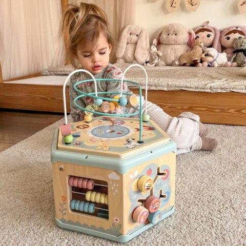 TOOKY TOY Interaktywny Drewniany Sześciokąt Montessori Otwierane Pudełko