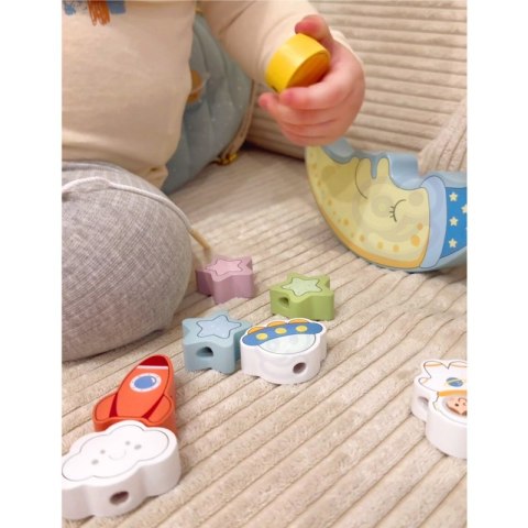 TOOKY TOY Kosmiczny Śpiący Księżyc Balansująca Układanka Drewniana Nawlekanka Montessori Kosmos
