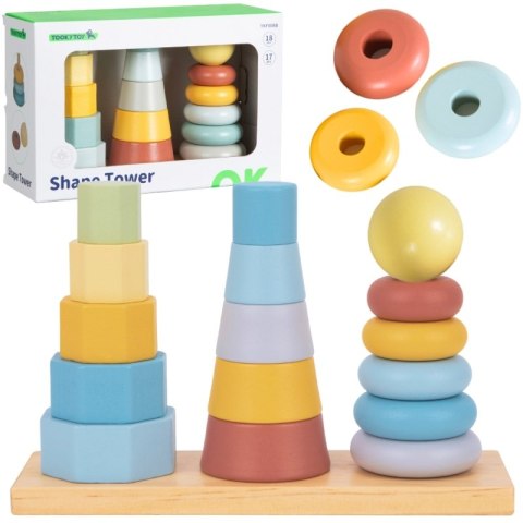 TOOKY TOY Trzy Wieże Układanka w Stosy Sorter Montessori TOOKY TOY Trzy Wieże Układanka w Stosy Sorter Montessori