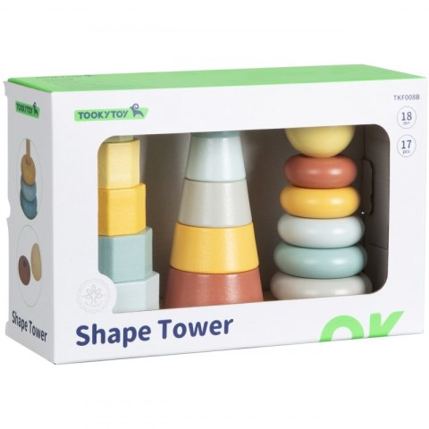 TOOKY TOY Trzy Wieże Układanka w Stosy Sorter Montessori TOOKY TOY Trzy Wieże Układanka w Stosy Sorter Montessori