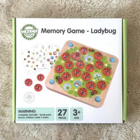 WOOPIE GREEN Memory Drewniana Gra Pamięciowa Edukacyjna Układanka Biedronka