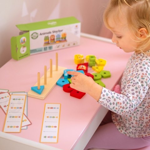 WOOPIE GREEN Układanka Montessori Piramidka Zwierzątka 27 el. FSC