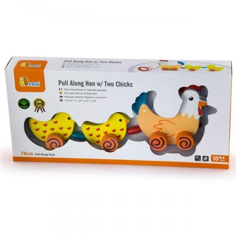 VIGA Zestaw do ciągnięcia Kurka z kurczakami 36 cm VIGA Zestaw do ciągnięcia Kurka z kurczakami 36 cm