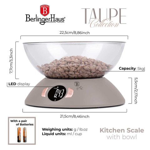 WAGA KUCHENNA Z MISĄ BERLINGER HAUS BH-9616 TAUPE BERLINGER HAUS
