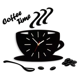 ZEGAR ŚCIENNY COFFEE TIME FILIŻANKA SATIN MODERN CLOCK