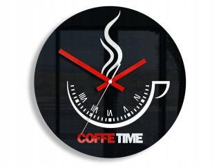 ZEGAR ŚCIENNY COFFEE TIME II BLACK MODERN CLOCK
