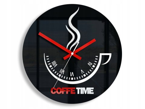 ZEGAR ŚCIENNY COFFEE TIME II BLACK MODERN CLOCK ZEGAR ŚCIENNY COFFEE TIME II BLACK MODERN CLOCK