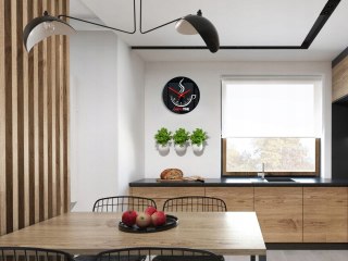 ZEGAR ŚCIENNY COFFEE TIME II BLACK MODERN CLOCK