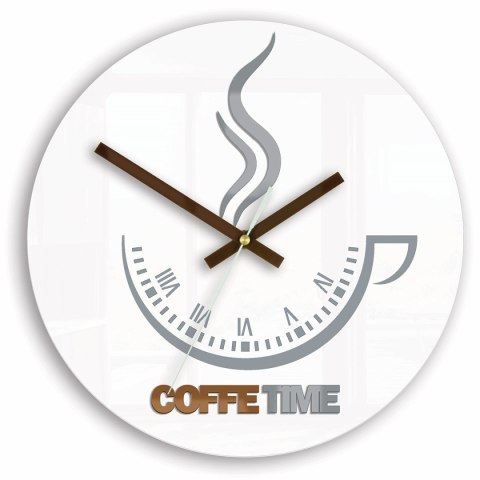 ZEGAR ŚCIENNY COFFEE TIME II WHITE MODERN CLOCK ZEGAR ŚCIENNY COFFEE TIME II WHITE MODERN CLOCK
