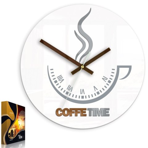 ZEGAR ŚCIENNY COFFEE TIME II WHITE MODERN CLOCK ZEGAR ŚCIENNY COFFEE TIME II WHITE MODERN CLOCK