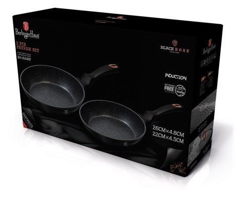 ZESTAW 2 PATELNI GRANITOWYCH 22/26cm BERLINGER HAUS BLACK ROSE BH-1644NF BERLINGER HAUS ZESTAW 2 PATELNI GRANITOWYCH 22/26cm BERLINGER HAUS BLACK ROSE BH-1644NF BERLINGER HAUS