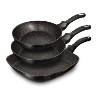 ZESTAW 3 PATELNI GRANITOWYCH BERLINGER HAUS BH-6157 BLACK SILVER BERLINGER HAUS
