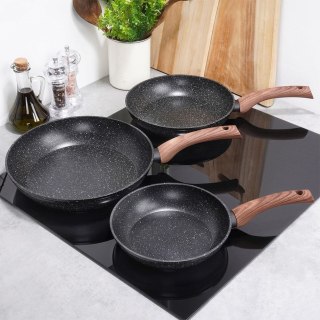 ZESTAW 3 PATELNI GRANITOWYCH BLACK&WOOD 20/24/28 cm 199011 VILDE