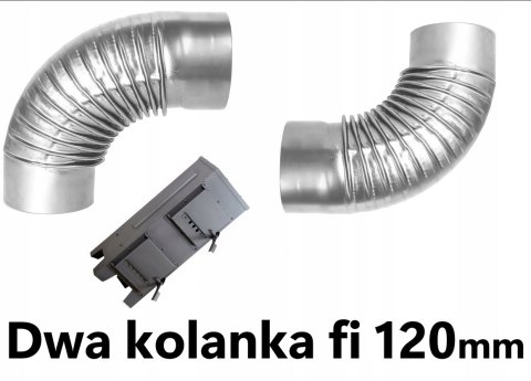 Zestaw dwa kolanka do rur piecowych fi 120mm Zestaw dwa kolanka do rur piecowych fi 120mm